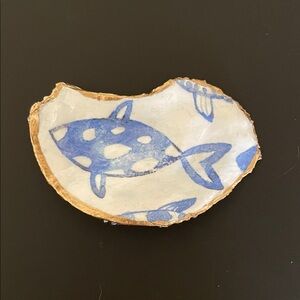 Blue and Gold Fish Design Medium Trinket Dish